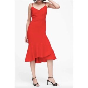 Banana Republic Woman's Red Sheath Midi Dress Vibrant Party Dress